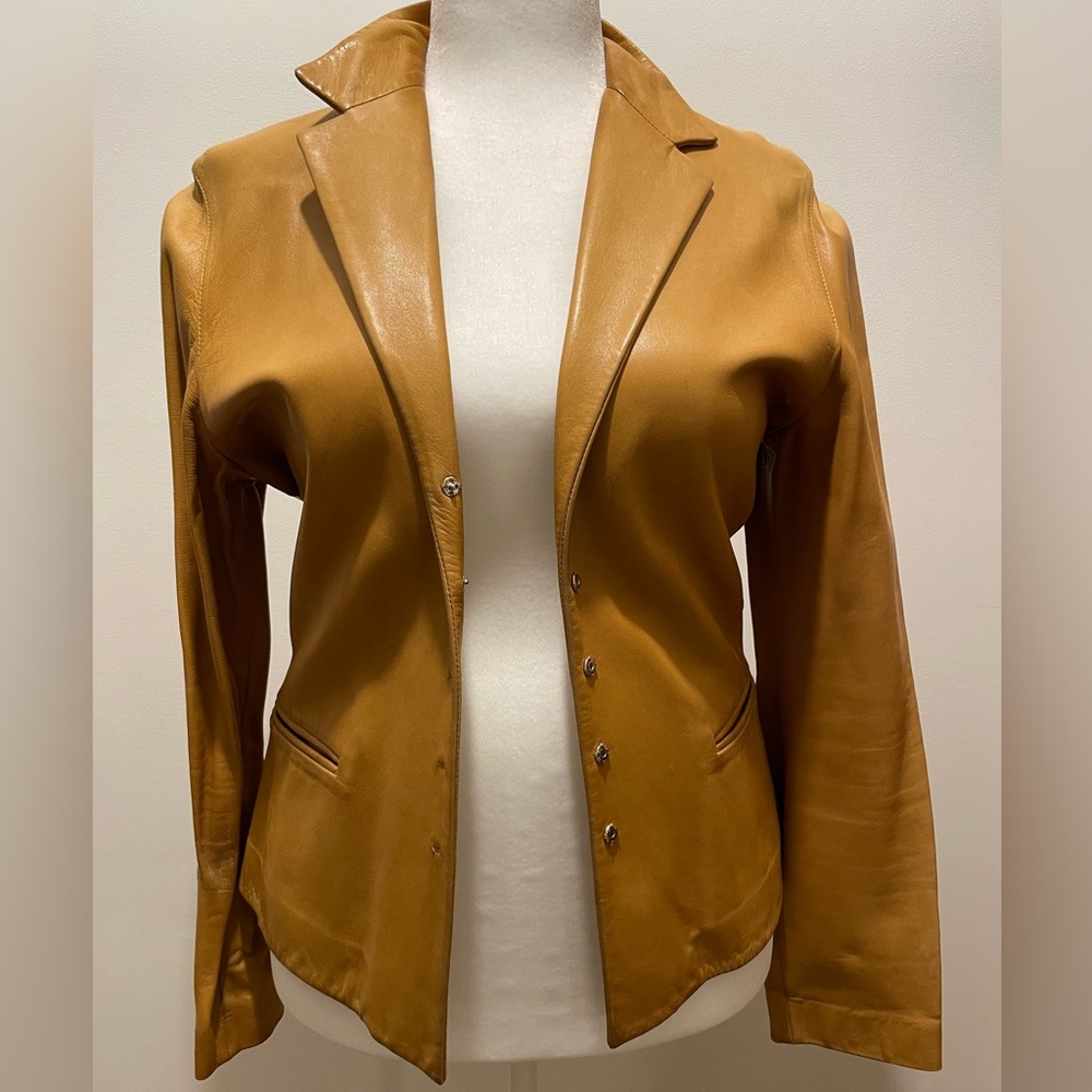 Narciso Rodriguez lamb skin fitted leather blazer
